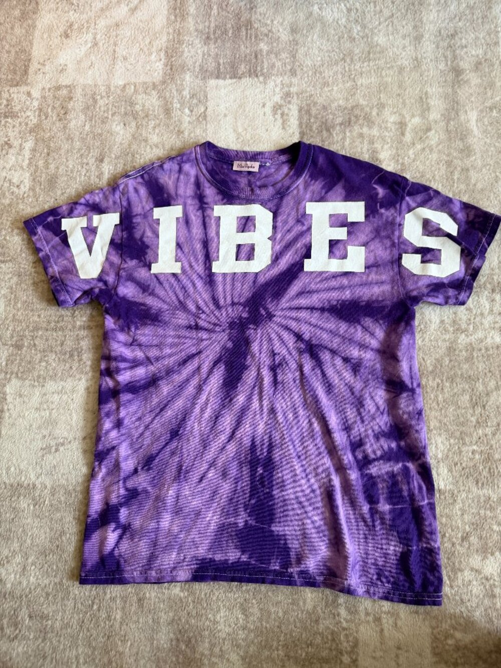 Miss Popular Girls Purple Tie Dye “VIBES” T‑Shirt Graphic Tee
